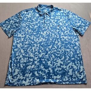 Ocean + Coast Shirt Mens Size X Large Turquoise Tiny Camo Tropical Fishing Polo